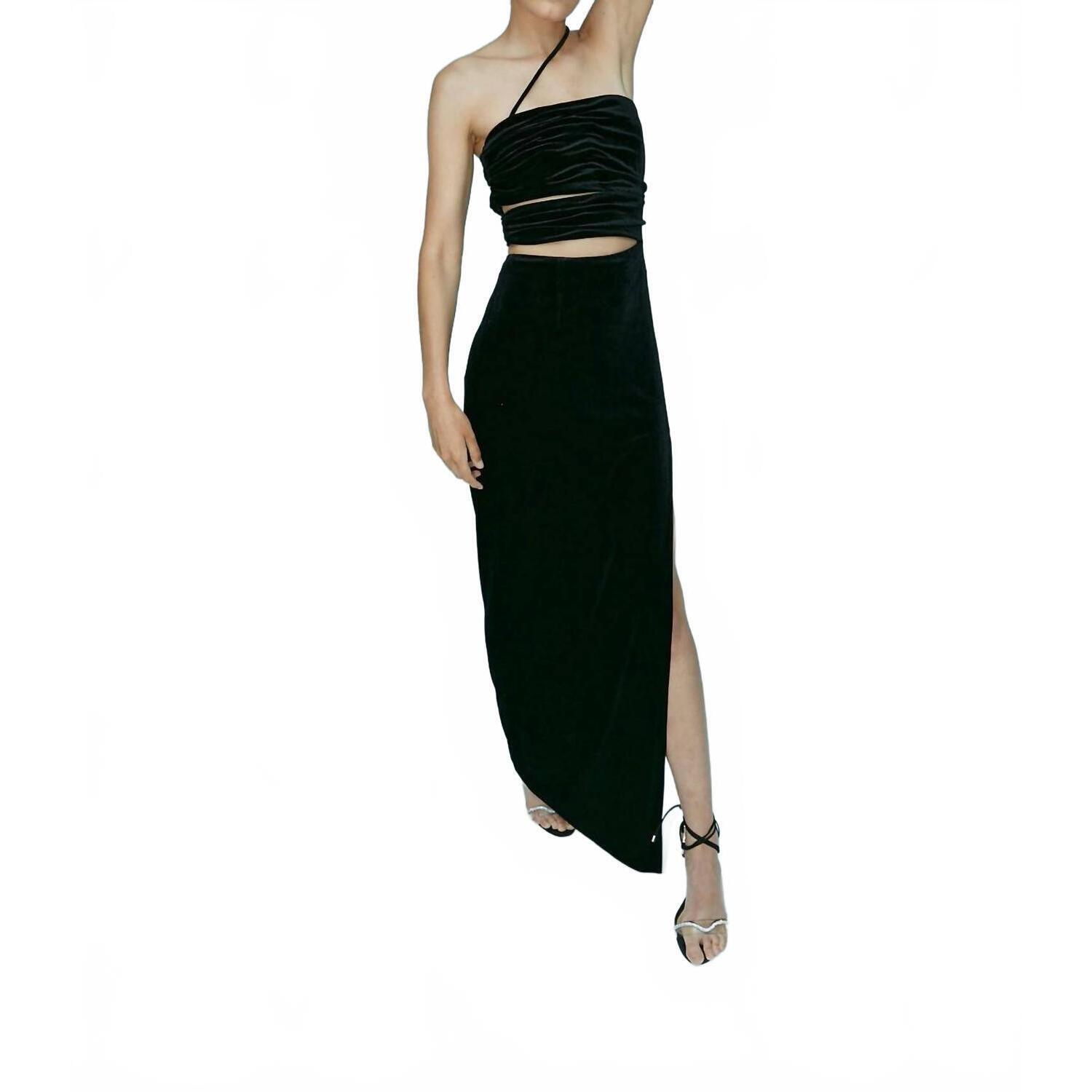 New Aiifos Julia Maxi Dress In Black Velvet — image 3 of 3